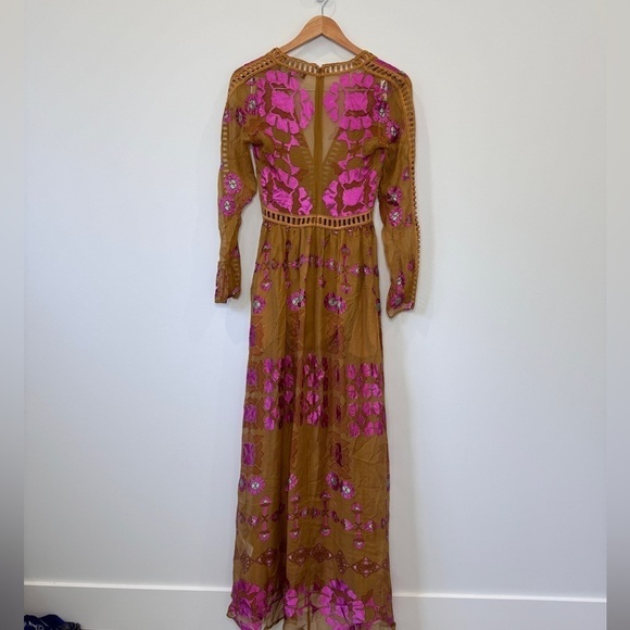Free People For Love and Lemons Temecula Silk Blend Long Sleeve Maxi Dress (XS) - Picture 7 of 12